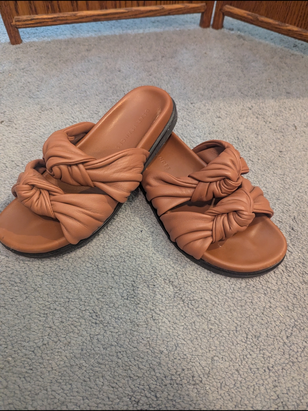 Dear Frances Women's Knotted Slide Sandals - Brown 36 Leather